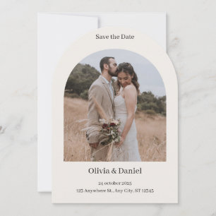 Beige Braune Elegante Minimalistische Save-the-Dat Einladung