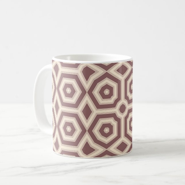 beige-braune geometrische Muster Deko Kaffeetasse (Vorderseite Links)