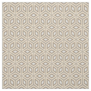 Beige braune geometrische Retro-Stars Cubes-Muster Stoff