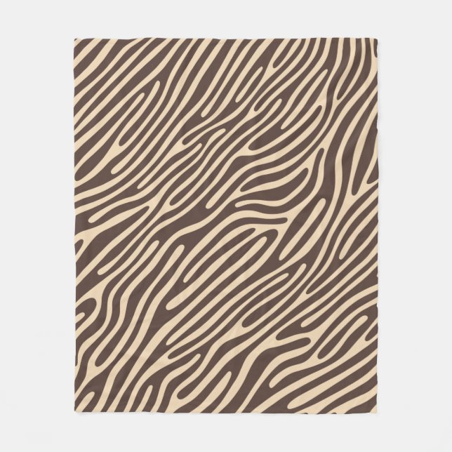 Beige Braune Zebra Streifen Druck Fleecedecke (Vorderseite)