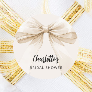 Beige Brautparty Runder Aufkleber