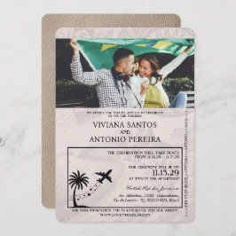 Beige Brazil Passport Wedding Einladung