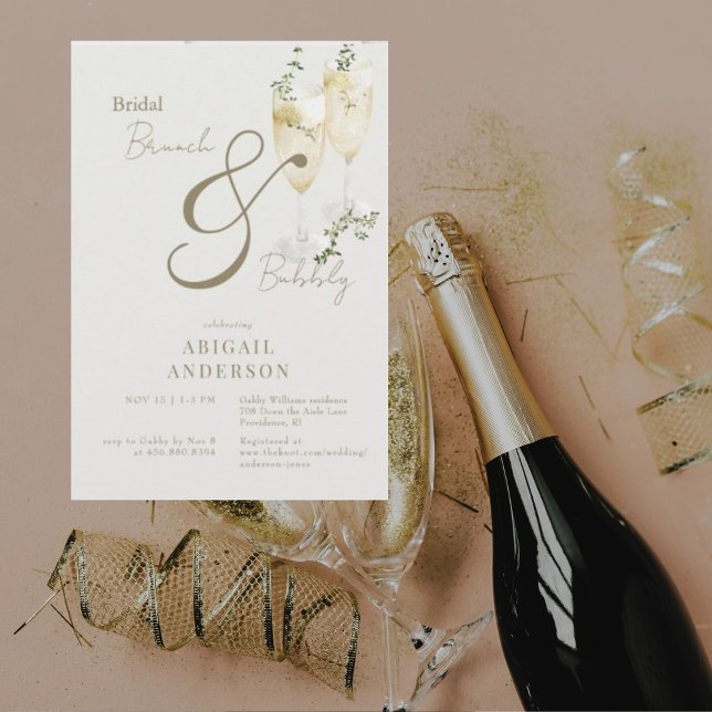 Beige Bridal Brunch & Bubbly Dusche II Einladung (Von Creator hochgeladen)