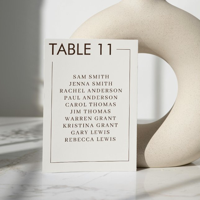 Beige Brown Border Simple Wedding Tischnummer (Beige Brown Border Simple Wedding Table Number)