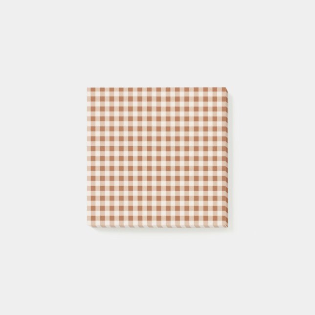 Beige Brown Buffalo Kariert Rustikale Erinnerungen Post-it Klebezettel (Vorderseite)