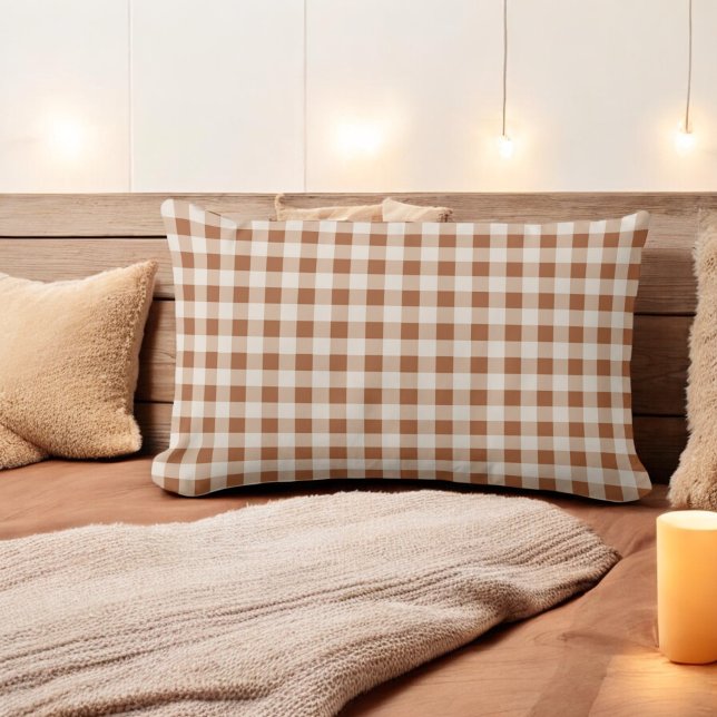 Beige Brown Buffalo Karierter Urlaub Lendenkissen (Von Creator hochgeladen)