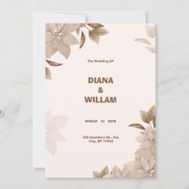 Beige Brown Elegante Ästhetische Hochzeitseinladun Einladung