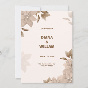 Beige Brown Elegante Ästhetische Hochzeitseinladun Einladung