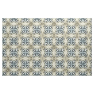 Beige Brown Gray Blue Batik Floral Star Muster Stoff