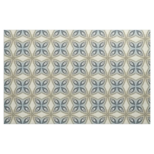 Beige Brown Gray Blue Batik Floral Star Muster Stoff (Fat Quarter (45,7 x 55,9 cm))