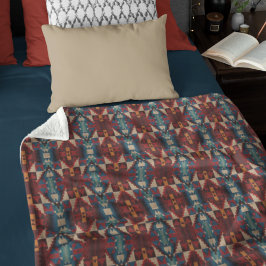 Beige Brown Red Aquamarin Blue Terracotta auf dem  Fleecedecke