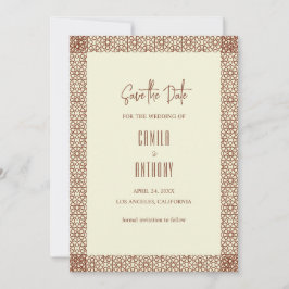 Beige Brown Rustic Islamic Geometric Single Border Einladung