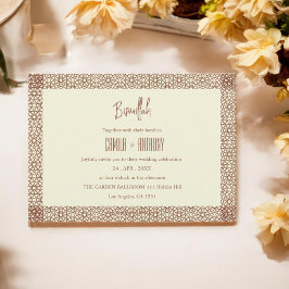 Beige Brown Rustic Islamic Geometric Single Border Einladung