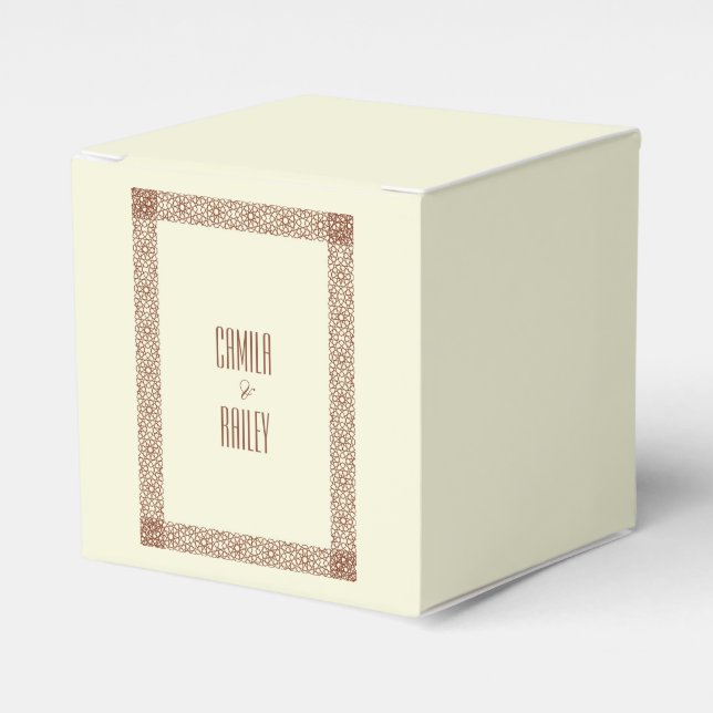 Beige Brown Rustic Islamic Geometric Single Border Geschenkschachtel (Vorderseite)