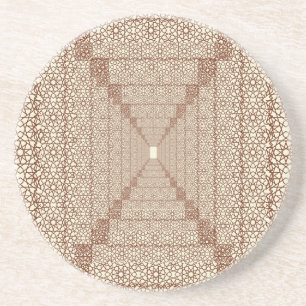 Beige Brown Rustic Islamic Geometric Single Border Getränkeuntersetzer