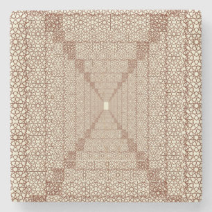 Beige Brown Rustic Islamic Geometric Single Border Steinuntersetzer