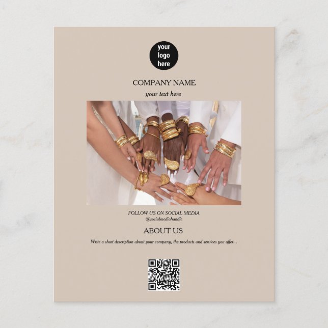 Beige  Business Logo Promotional Advertising Flyer (Vorne)