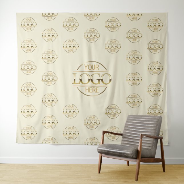 Beige Business Logo Step & Repeat Backdrop Banner Wandteppich (Beispiel (Horizontal))