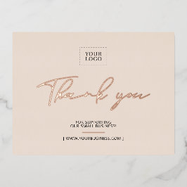 Beige Business-Logo Vielen Dank Beilage Folie Einladungspostkarte