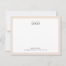 Beige | Business Note Card für einfache Farblogos Mitteilungskarte