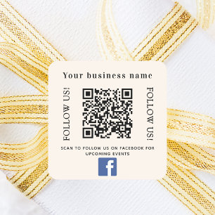 Beige Business qr Code Facebook Quadratischer Aufkleber