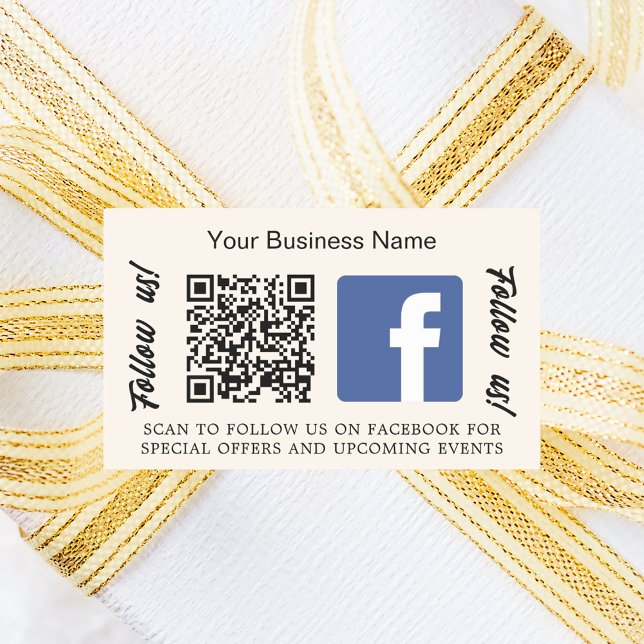 Beige Business qr Code Facebook Rechteckiger Aufkleber (Von Creator hochgeladen)
