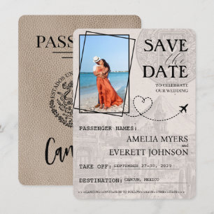 Beige Cancun Passport Save the Date