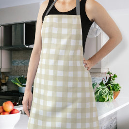 Beige Checkered Apron for Graceful Cooking Schürze