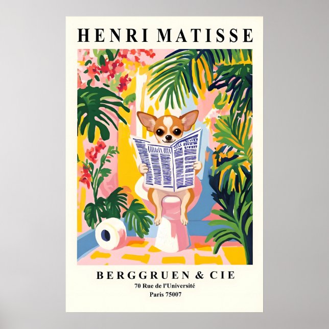 Beige Chihuahua on a Toilet Art - Henri Matisse Poster (Vorne)