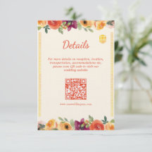 Beige chinesische Hochzeitsdetails QR-Code