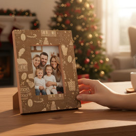 Beige Christmas Desk Frame – Festive Holiday Desig Geätzte Rahmen