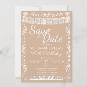 Beige Cielito Lindo Save the Date 40. Geburtstag Einladung