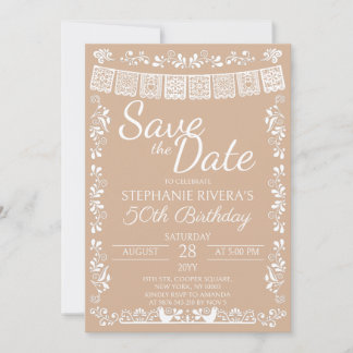 Beige Cielito Lindo Save the Date Geburtstag Einladung