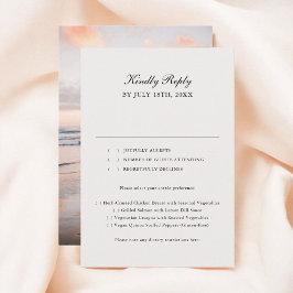 Beige Classic Calligraphy Foto Wedding RSVP Karte