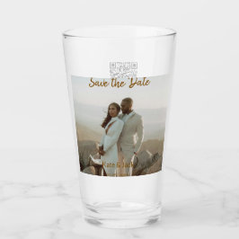 BEIGE CLASSIC ELEGANT COUPLE ADD QR SAVE THE DATE GLAS