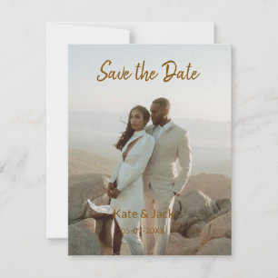BEIGE CLASSIC ELEGANT COUPLE ADD QR SAVE THE DATE MITTEILUNGSKARTE