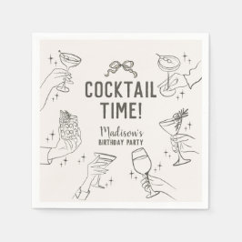 Beige Cocktail Party Retro Geburtstagsparty Serviette