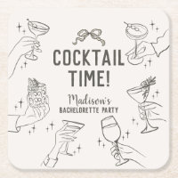 Beige Cocktailparty Retro Junggesellinnenabschied