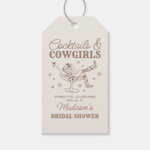 Beige Cocktails und Cowgirls Brautparty Geschenkid Geschenkanhänger