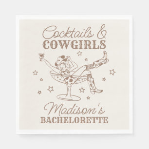 Beige Cocktails und Cowgirls Rodeo Bachelorette Serviette