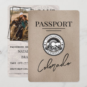 Beige Colorado Passport Save the Date