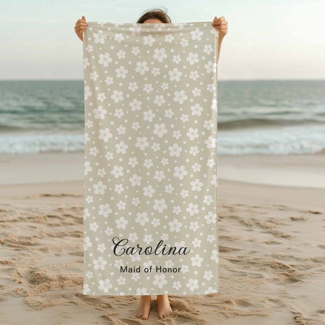 Beige Confetti Blume Bridesmaid Strandtuch (Von Creator hochgeladen)