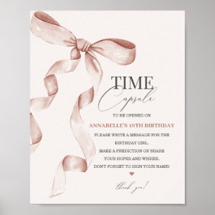 Beige Coquette Bow Birthday Time Kapsel Zeichen Poster