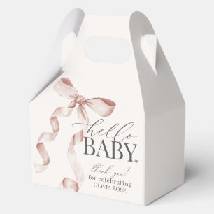 Beige Coquette Bow Girl Babydusche Geschenk Geschenkschachtel