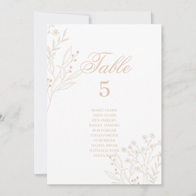 Beige Corner Floral Boho Hochzeitssitzkarten Einladung (Vorderseite)