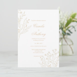 Beige Corner Floral Boho Wedding Einladung