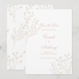 Beige Corner Floral Boho Wedding Einladung
