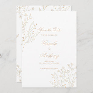Beige Corner Floral Boho Wedding Einladung