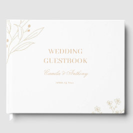 Beige Corner Floral Boho Wedding Gästebuch