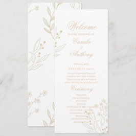Beige Corner Floral Boho Wedding Programm